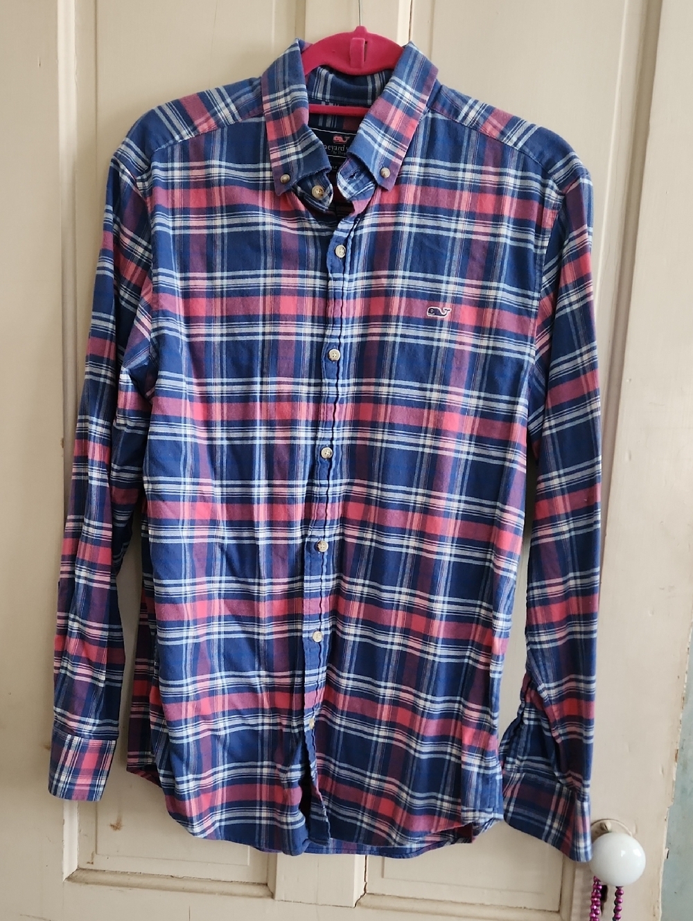 Vineyard Vines Blue and Pink Plaid Button-Down Shirt